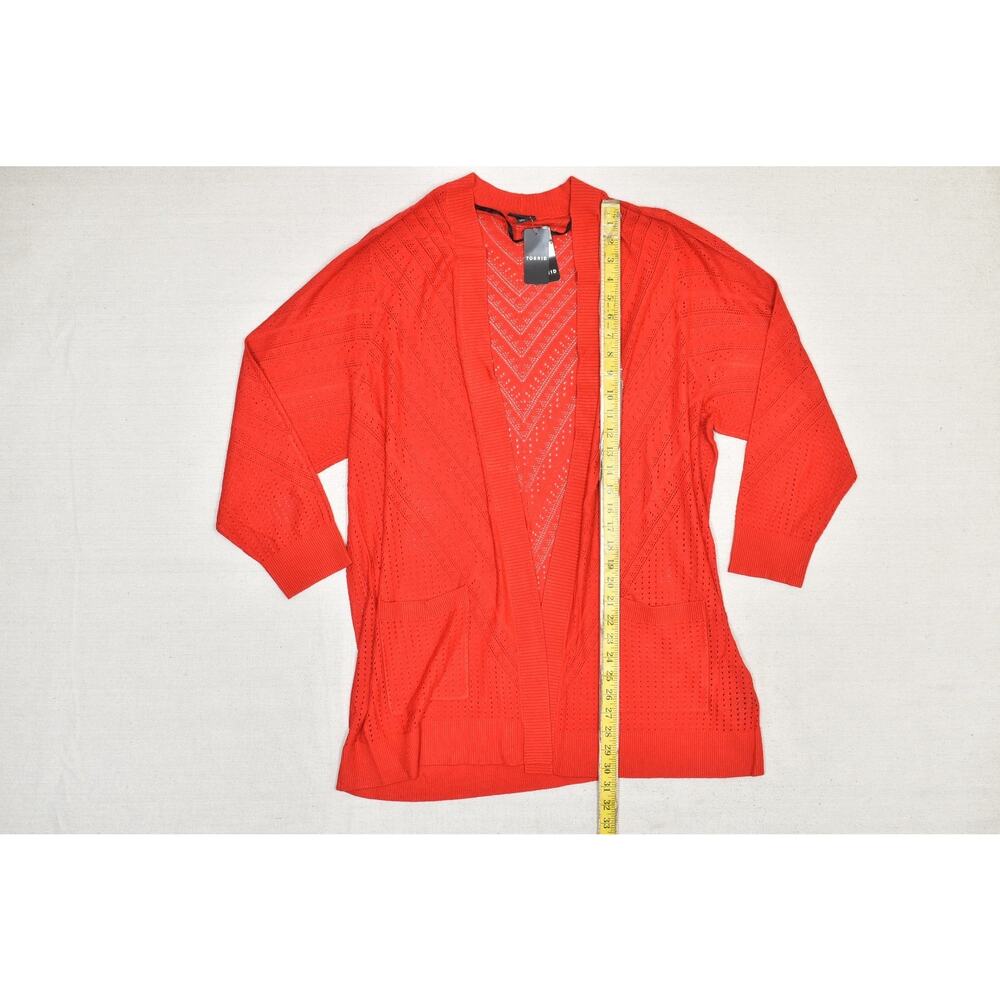 NEW Torrid Plus Size 3 Open Front Duster Cardigan Sweater Red Orange - Picture 4 of 8